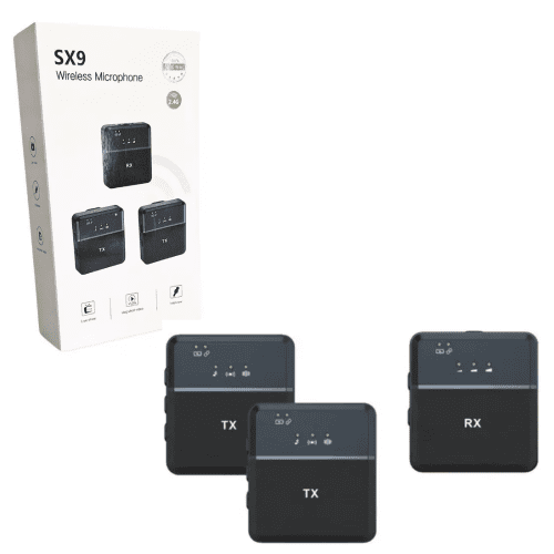 MICRÓFONO INALÁMBRICO 3 EN 1 SOLAPA SX9 CELULARES