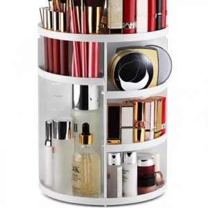 CAJA DE ALMACENAMIENTO GIRATORIA PARA COSMÉTICOS BLANCO