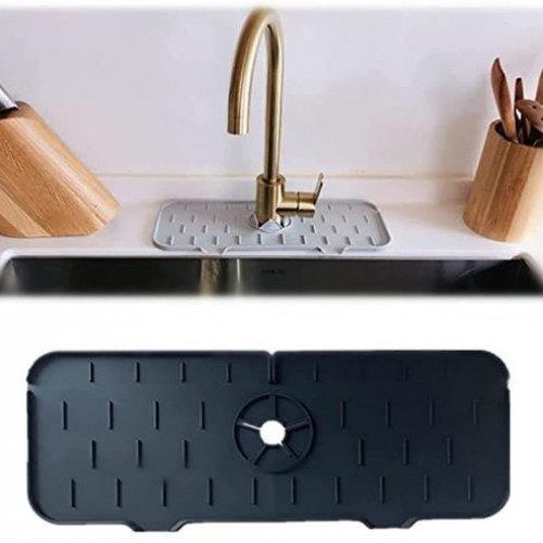 TAPETE ESCURRIDOR ALFOMBRILLA ABSORBENTE SILICONA PARA GRIFO DE LAVAPLATOS,GRIS Y NEGRO (DESPACHO SEGÚN STOCK)