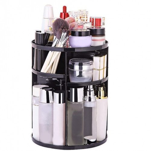 CAJA DE ALMACENAMIENTO GIRATORIA PARA COSMÉTICOS NEGRO