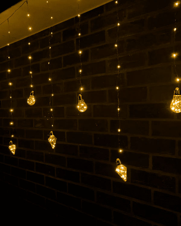 LUCES NAVIDAD ROMBOS Y BOMBILLOS - AMARILLO Y BLANCO