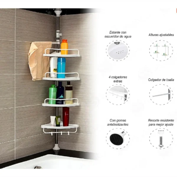 ESTANTE AJUSTABLE 4 NIVELES ORGANIZADOR BAÑO