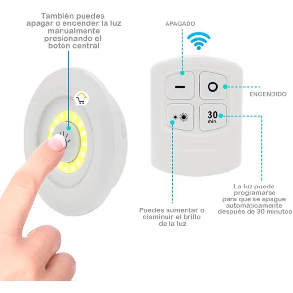 JUEGO 3 LUCES LED INALÁMBRICAS MANDO A DISTANCIA