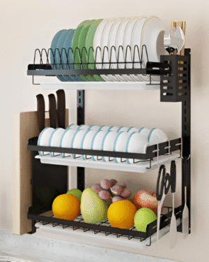 Escurridor de Platos de Acero Inoxidable 3 niveles | Organiza y protege tu cocina