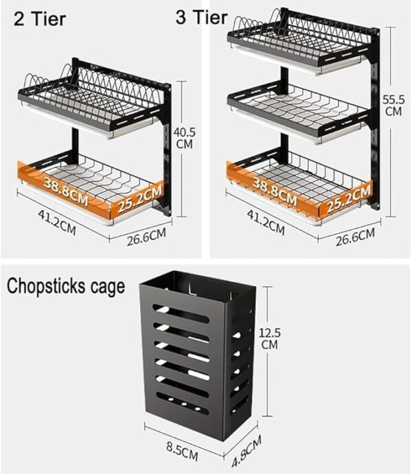 Escurridor de Platos de Acero Inoxidable 3 niveles | Organiza y protege tu cocina