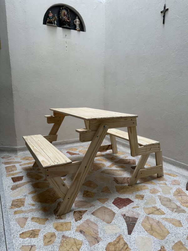 🪵Mesa Banca Convertible de Pino Canadiense | 3 Acabados | Envío gratis