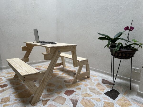 🪵Mesa Banca Convertible de Pino Canadiense | 3 Acabados | Envío gratis