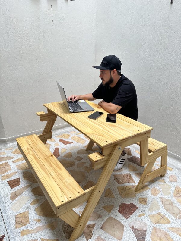 🪵Mesa Banca Convertible de Pino Canadiense | 3 Acabados | Envío gratis