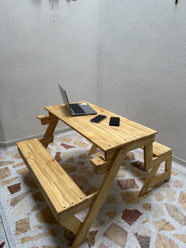 🪵Mesa Banca Convertible de Pino Canadiense | 3 Acabados | Envío gratis