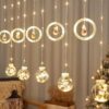 🎄Cortina de Luces de Navidad LED Bolas y Aros 3M x 70CM | Magia y Elegancia para tus Fiestas