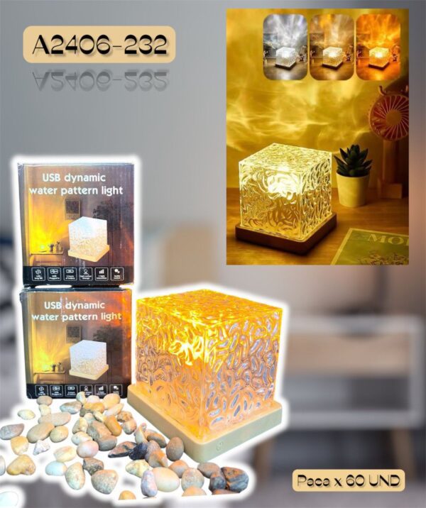 LÁMPARA DE CRISTAL CUADRADA TRICOLOR